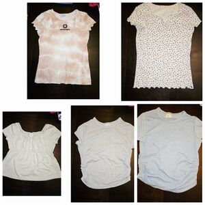 Abercrombie Kids Pink and White Short Sleeve Tees